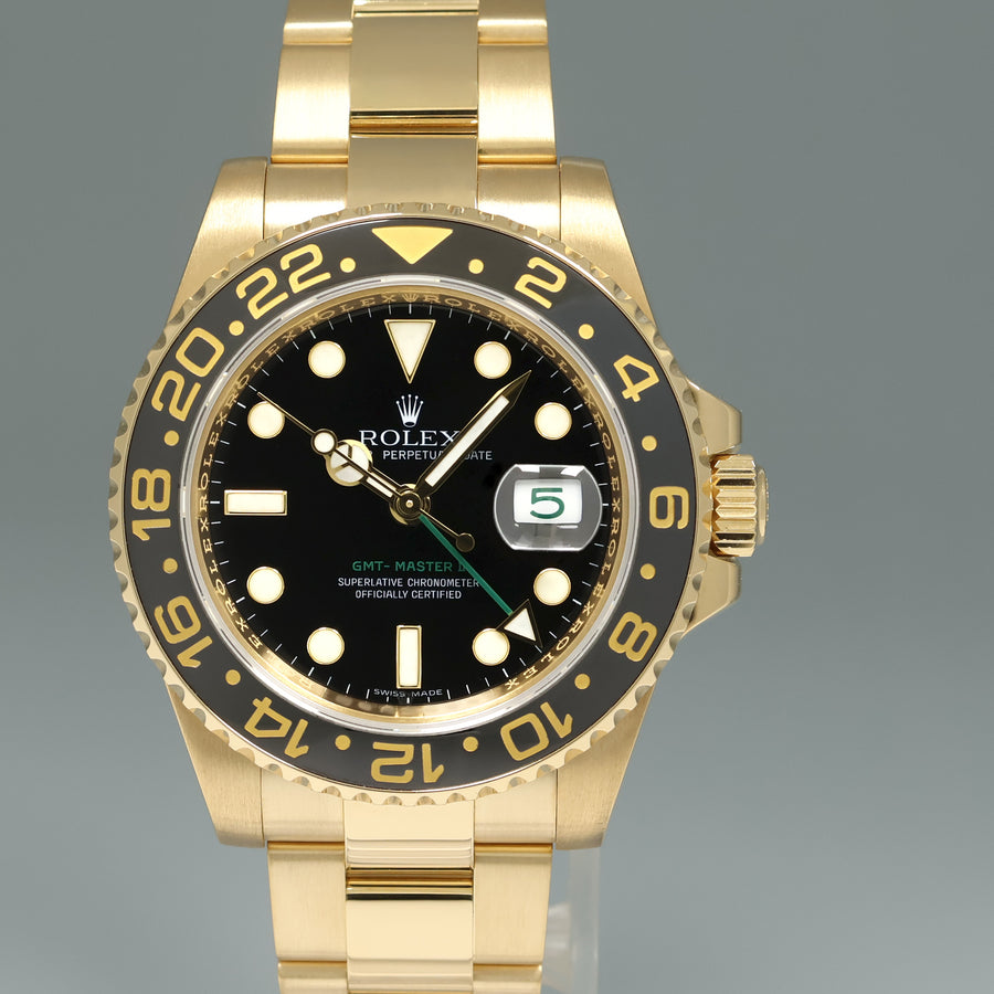 2014 MINT PAPERS Rolex GMT-Master 2 Ceramic Black 116718 Yellow Gold 40mm Watch Box