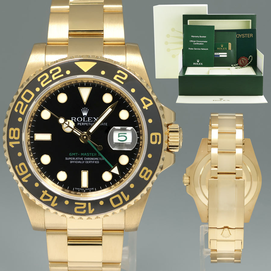 2014 MINT PAPERS Rolex GMT-Master 2 Ceramic Black 116718 Yellow Gold 40mm Watch Box