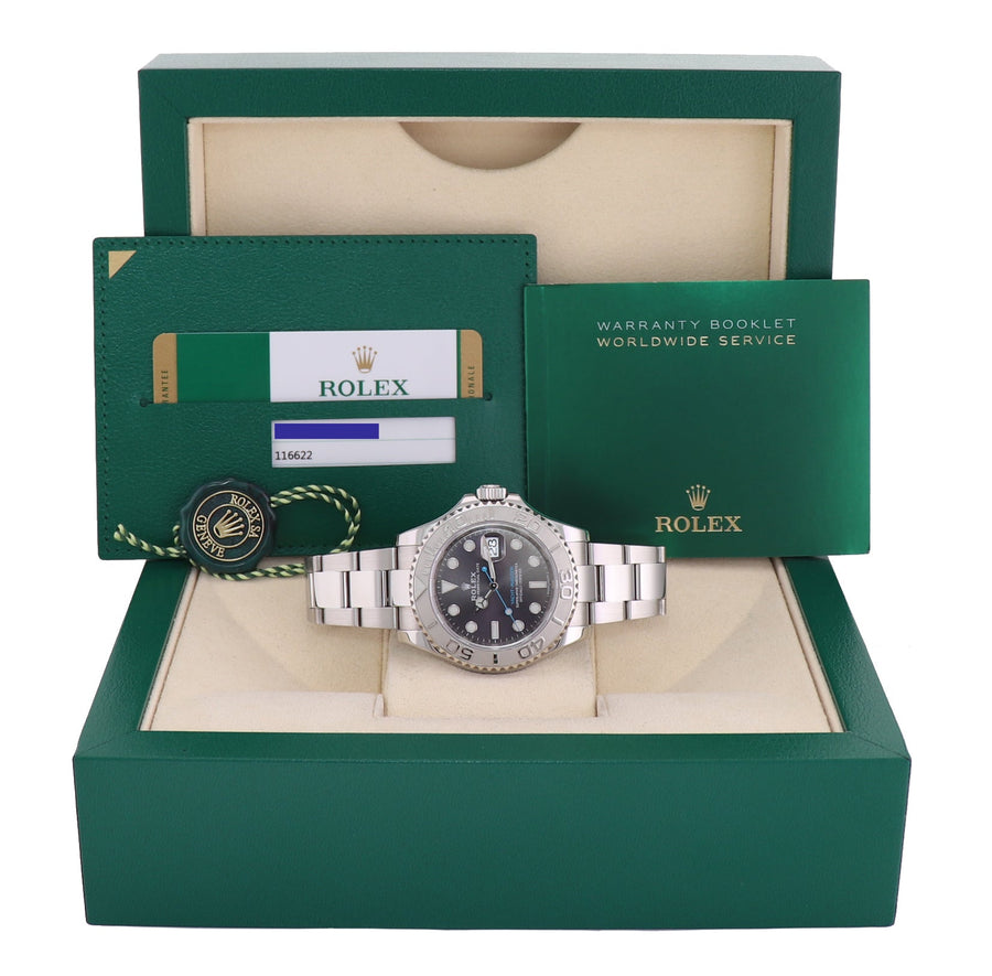 MINT PAPERS Rolex Yacht-Master 116622 Rhodium Steel Platinum Blue 40mm Watch Box