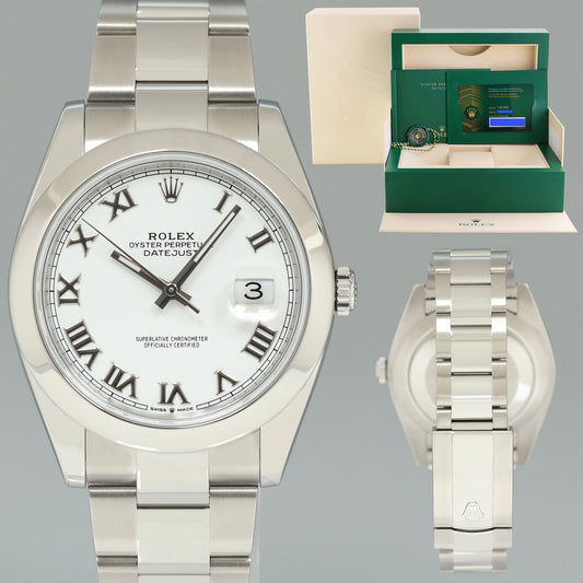 MINT 2023 NEW PAPERS Rolex DateJust 41 Steel 126300 White Roman Oyster Watch Box