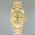 MINT DIAMOND Rolex President Day Date 18038 Yellow Gold Champagne Quickset Watch