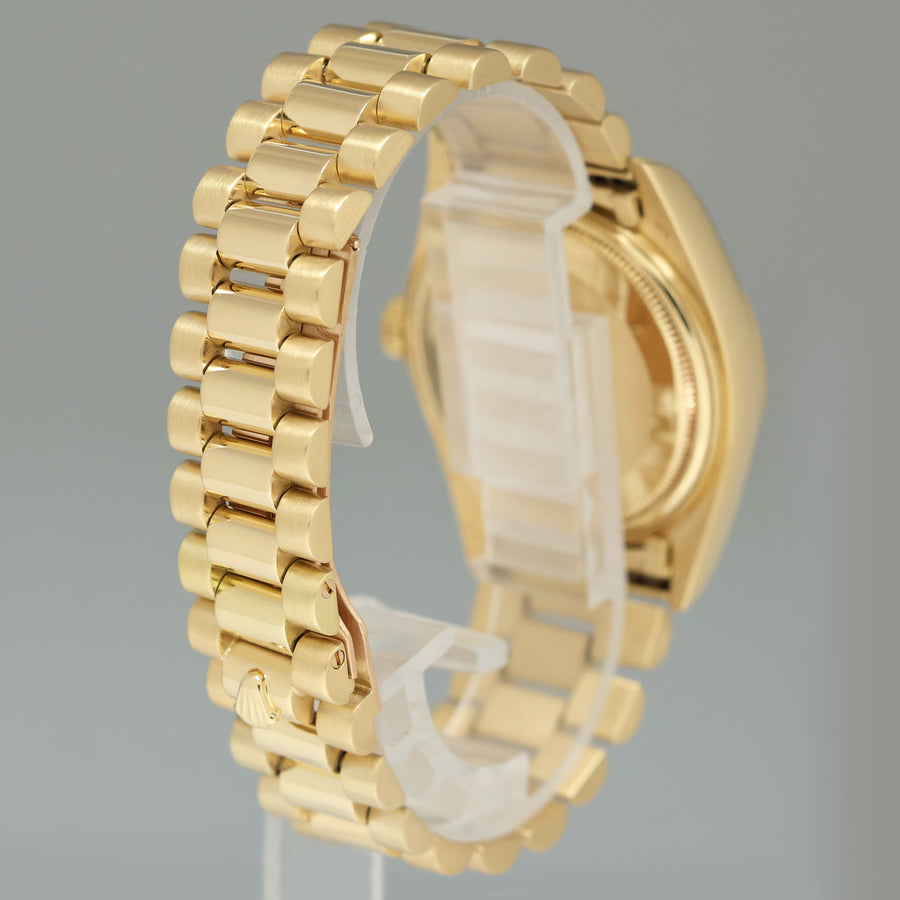 MINT DIAMOND Rolex President Day Date 18038 Yellow Gold Champagne Quickset Watch