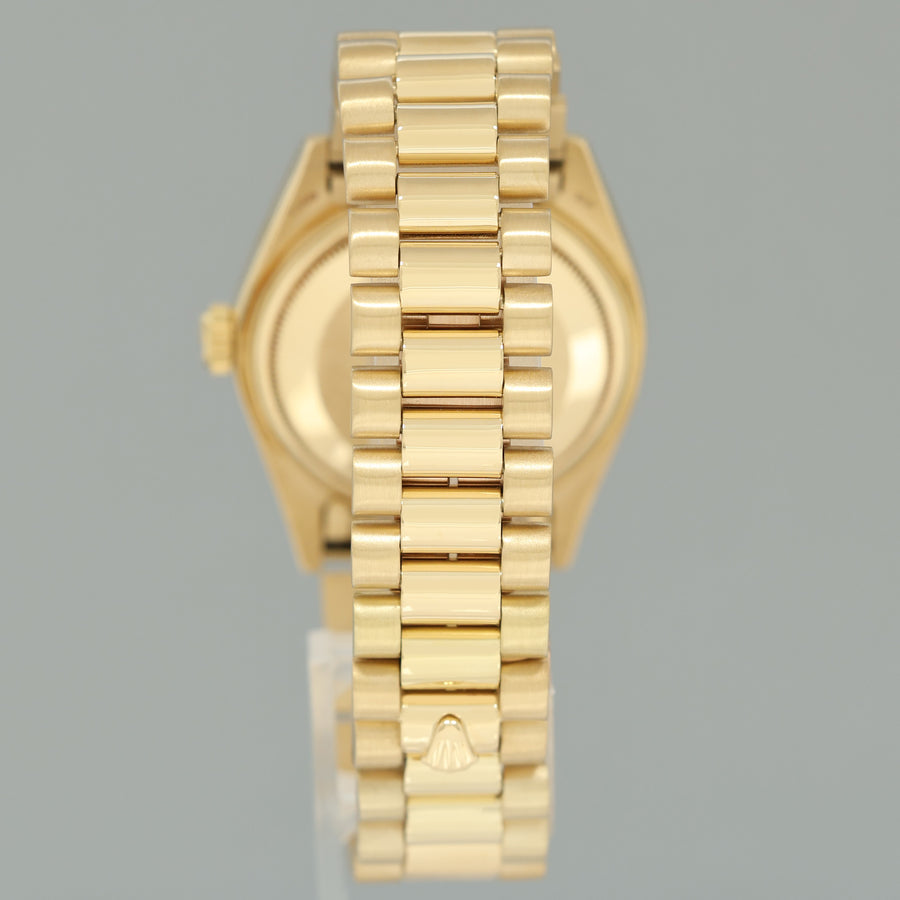 MINT DIAMOND Rolex President Day Date 18038 Yellow Gold Champagne Quickset Watch