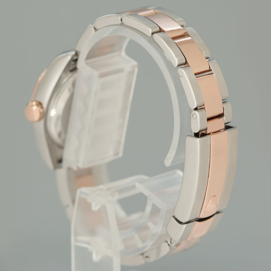 MINT Ladies Rolex DateJust 179171 White Stick Two-Tone Rose Gold Oyster Watch Box