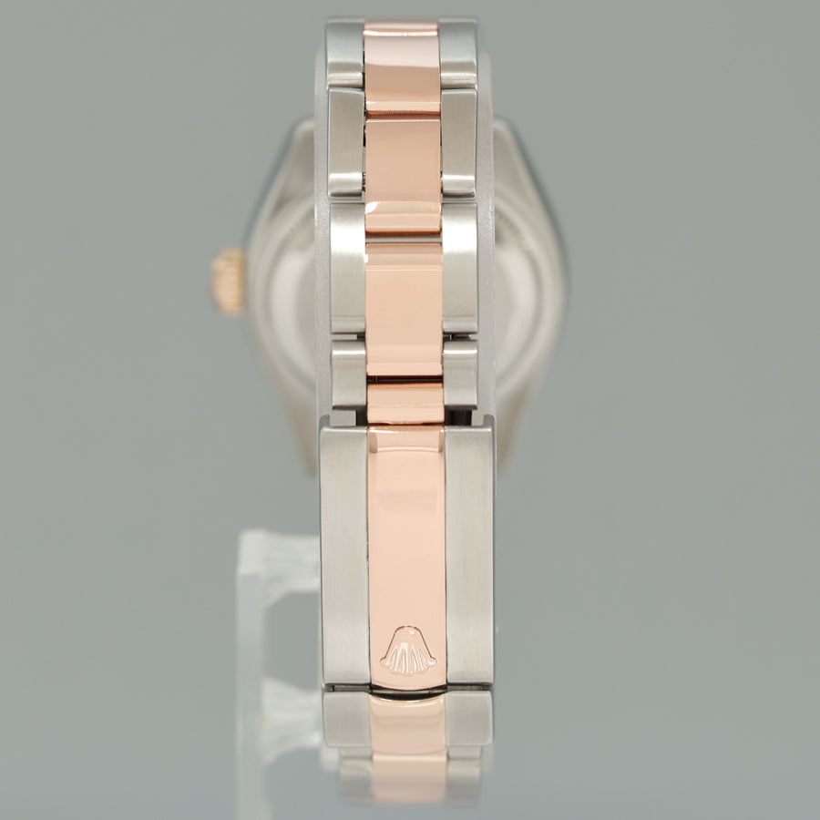 MINT Ladies Rolex DateJust 179171 White Stick Two-Tone Rose Gold Oyster Watch Box