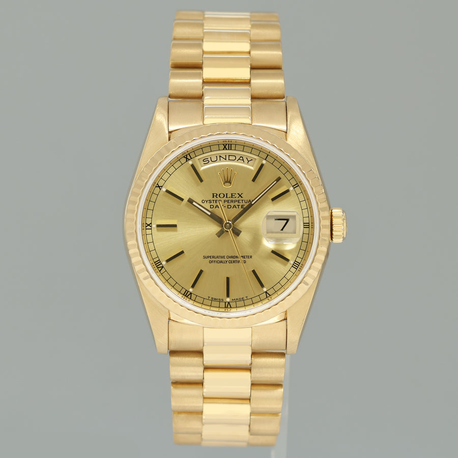 MINT Rolex President Day Date Champagne 18238 Double Quick Set Yellow Gold Watch Box
