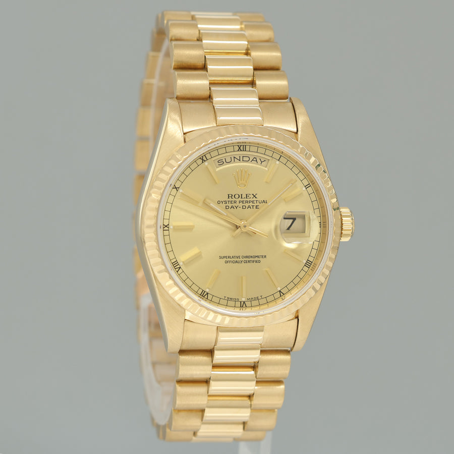 MINT Rolex President Day Date Champagne 18238 Double Quick Set Yellow Gold Watch Box