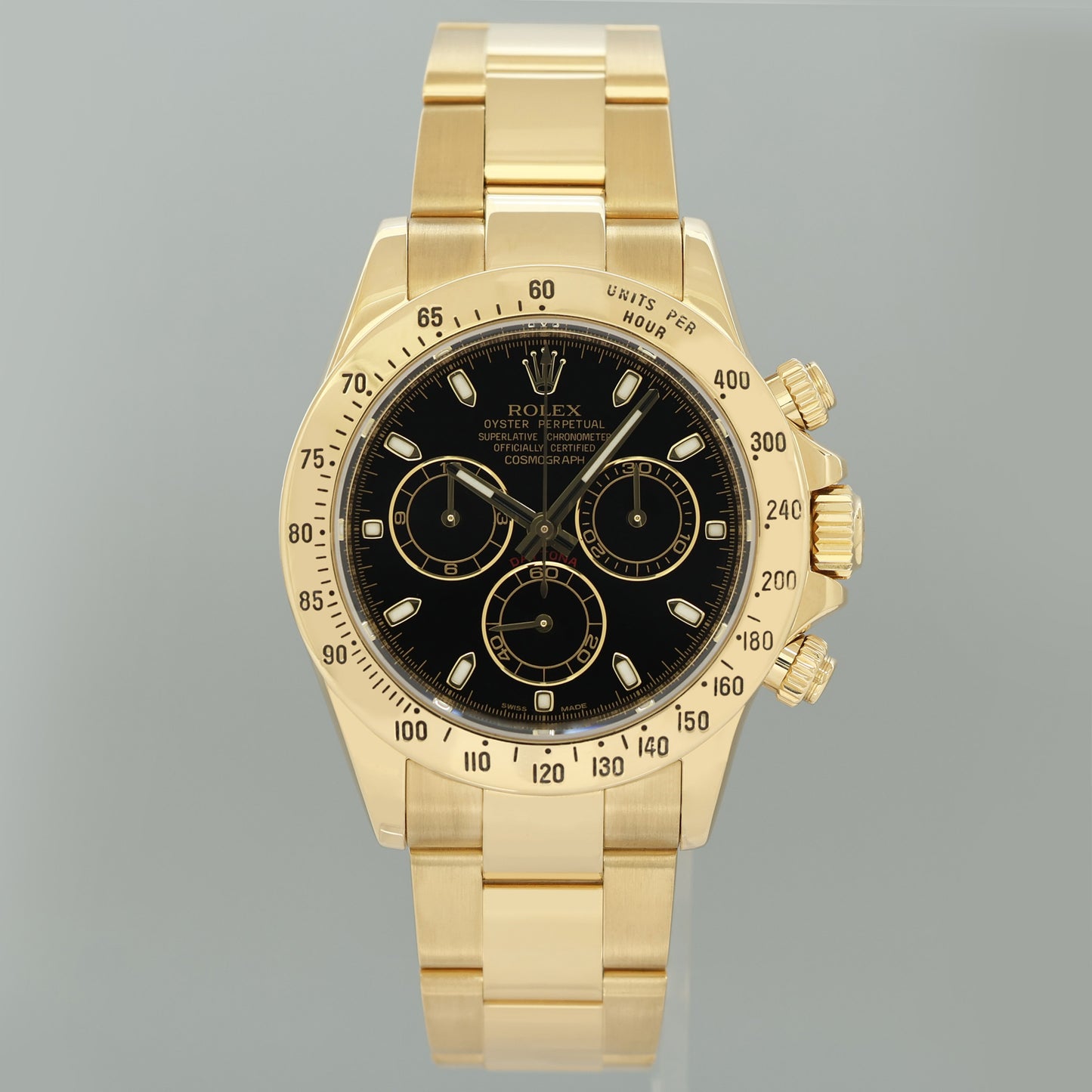2014 MINT Rolex Daytona 116528 Black Chrono Yellow Gold 40mm Watch Box