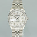 MINT DIAMOND Bezel Rolex DateJust 36mm Mother of Pearl 1600 Steel Watch Box
