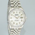MINT DIAMOND Bezel Rolex DateJust 36mm Mother of Pearl 1600 Steel Watch Box
