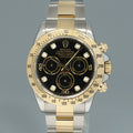 2009 MINT Rolex Daytona 116523 Black Diamond Dial Steel Yellow Gold Two Tone Watch