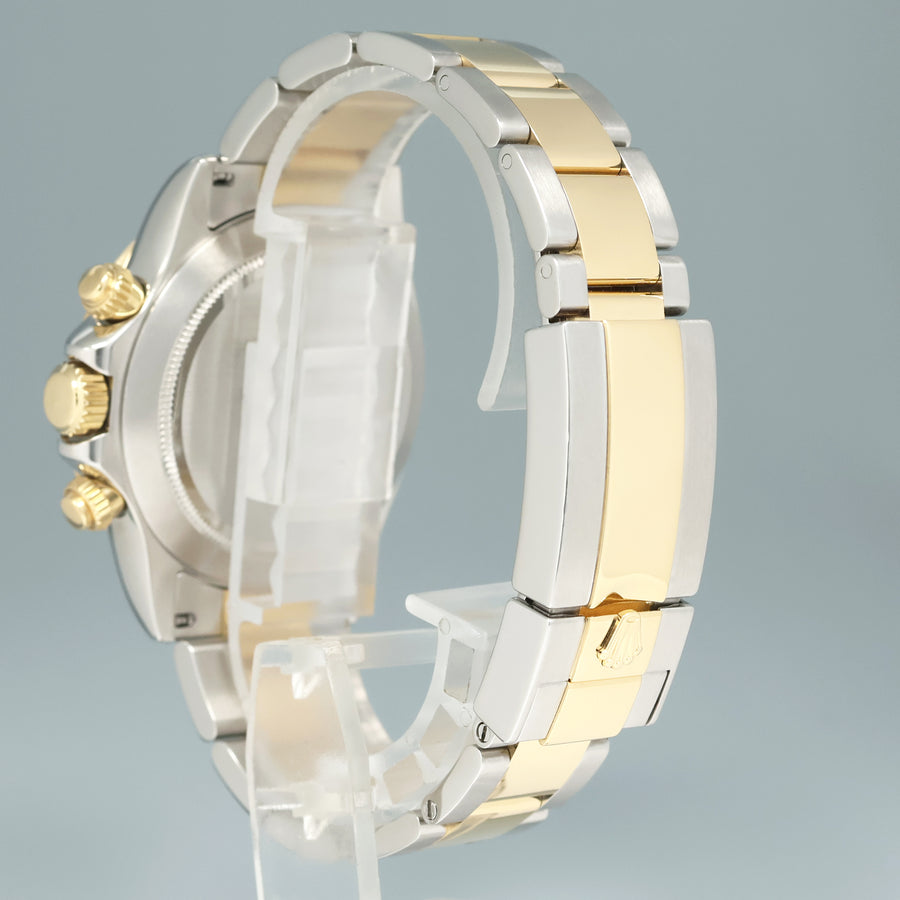 2009 MINT Rolex Daytona 116523 Black Diamond Dial Steel Yellow Gold Two Tone Watch