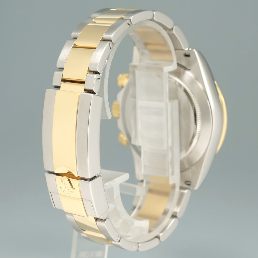 2009 MINT Rolex Daytona 116523 Black Diamond Dial Steel Yellow Gold Two Tone Watch