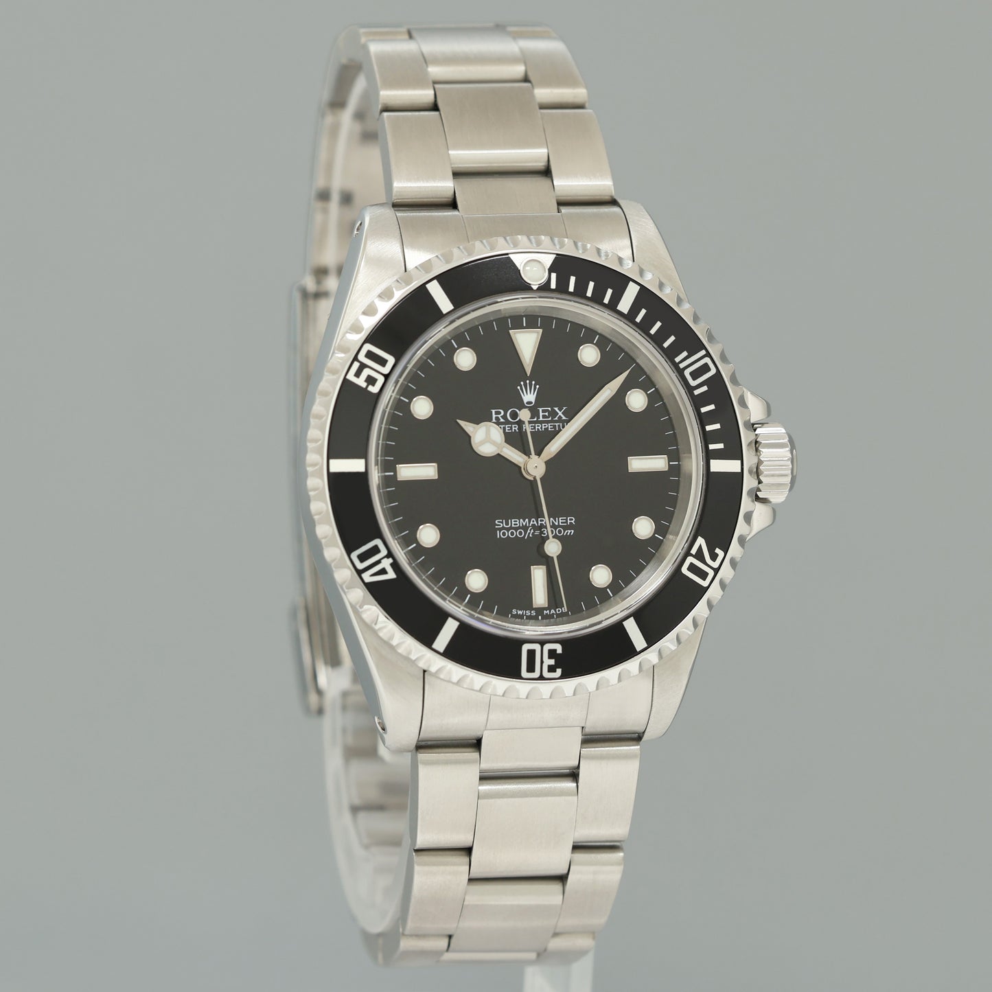 PAPERS 2001 MINT Rolex Submariner No-Date 2 Line Dial 14060M Steel Black Watch Box
