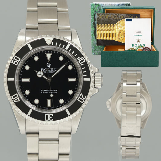 PAPERS 2001 MINT Rolex Submariner No-Date 2 Line Dial 14060M Steel Black Watch Box
