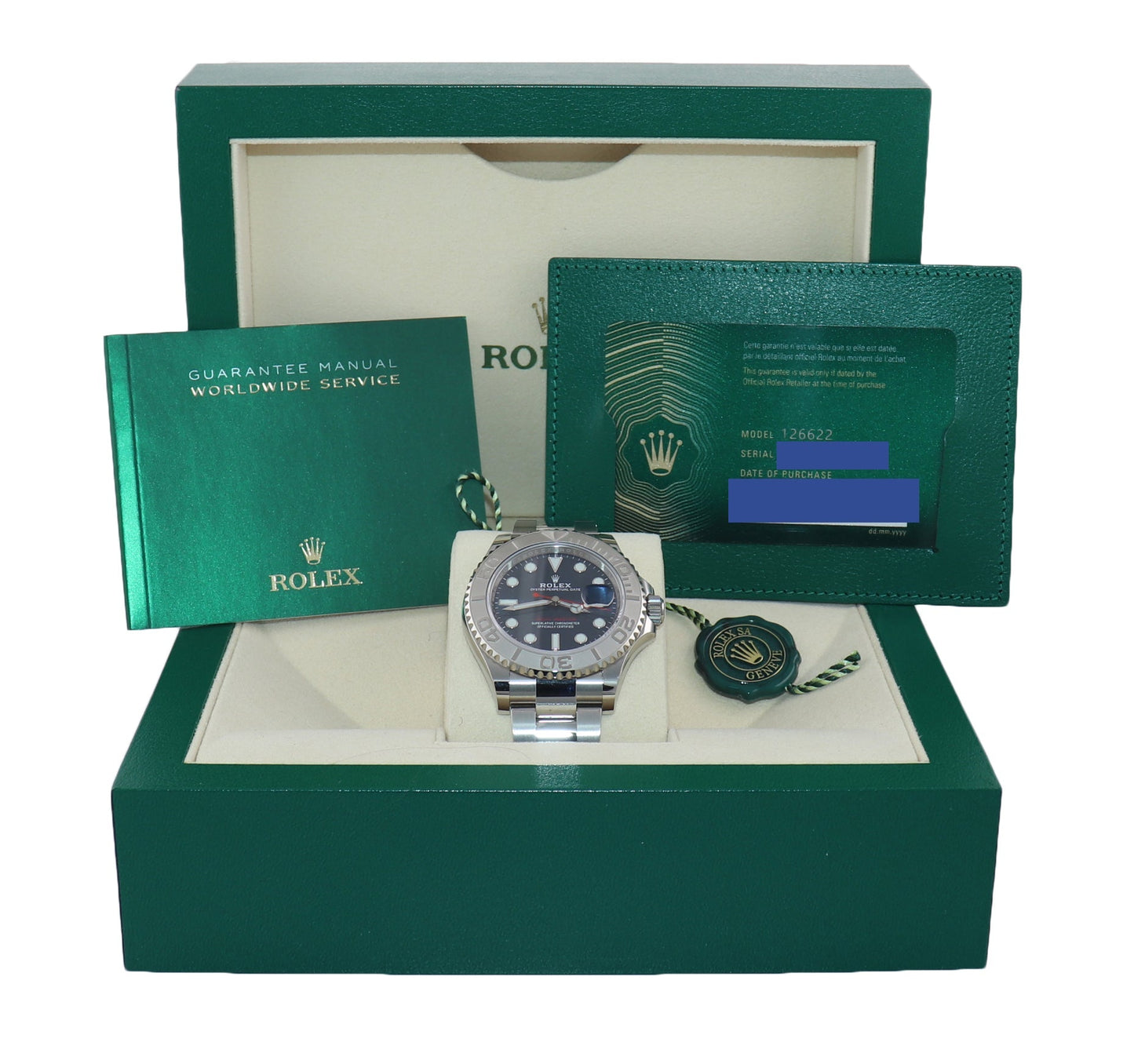 2021 NEW Papers 126622 Rolex Yacht-Master Steel Platinum Blue 40mm Watch Box