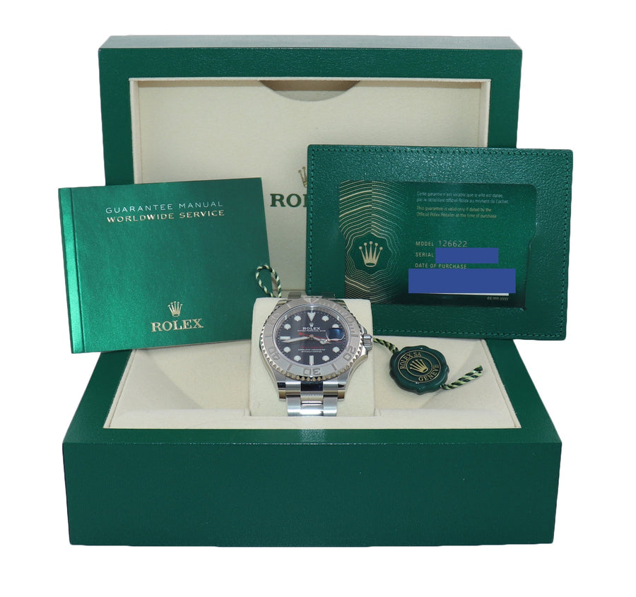 2021 NEW Papers 126622 Rolex Yacht-Master Steel Platinum Blue 40mm Watch Box