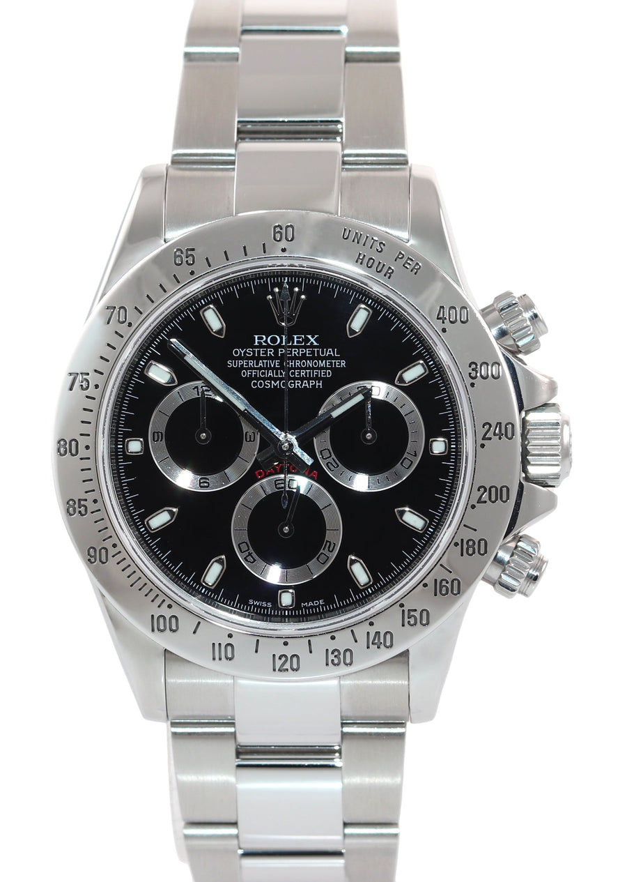 MINT 2011 Rolex Daytona 116520 Black Dial Steel Chronograph 40mm Watch Box
