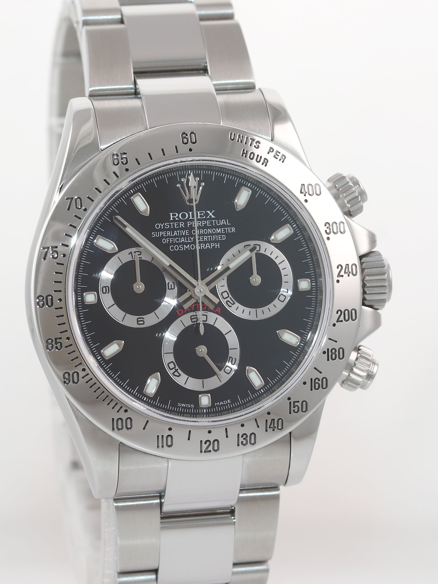 MINT 2014 BLUE CHROMOLIGHT Rolex Daytona 116520 Black Dial Steel Chronograph 40mm Watch Box