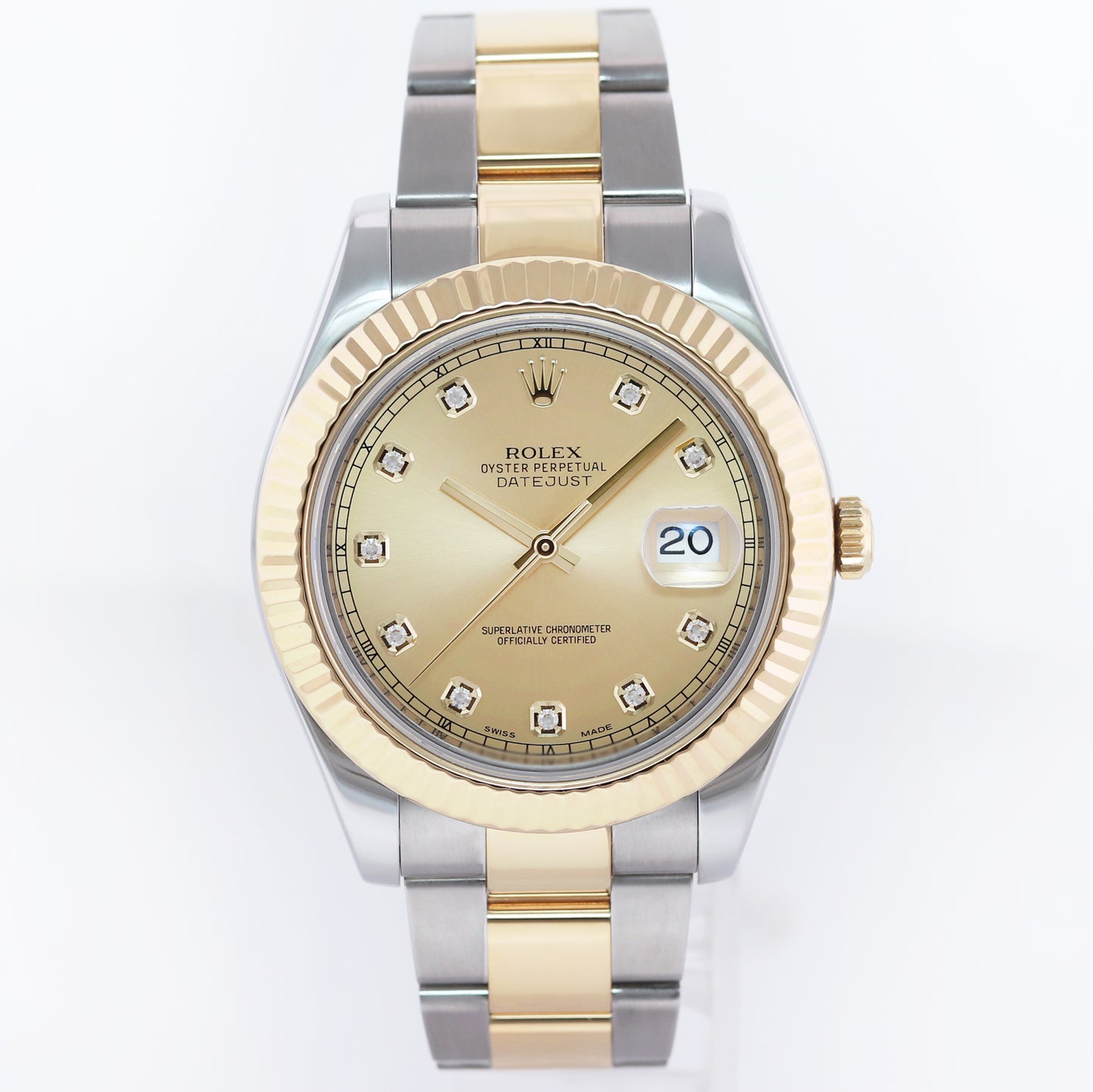 2025 RSC PAPERS Rolex Datejust II 2 Champagne Diamond 116333 Two-Tone Gold Watch