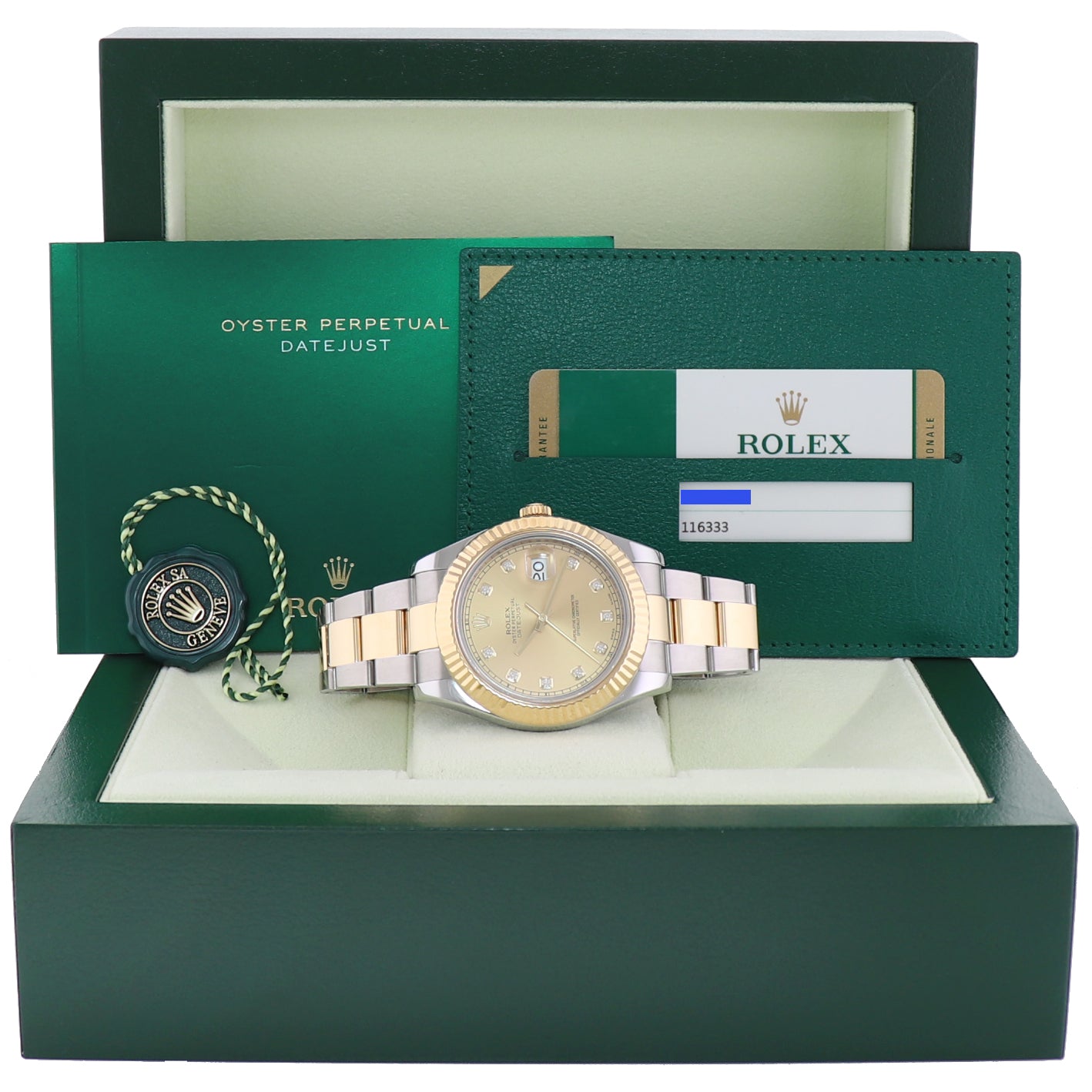 2015 MINT Rolex Datejust II 2 Champagne Diamond 116333 Two-Tone Gold Watch