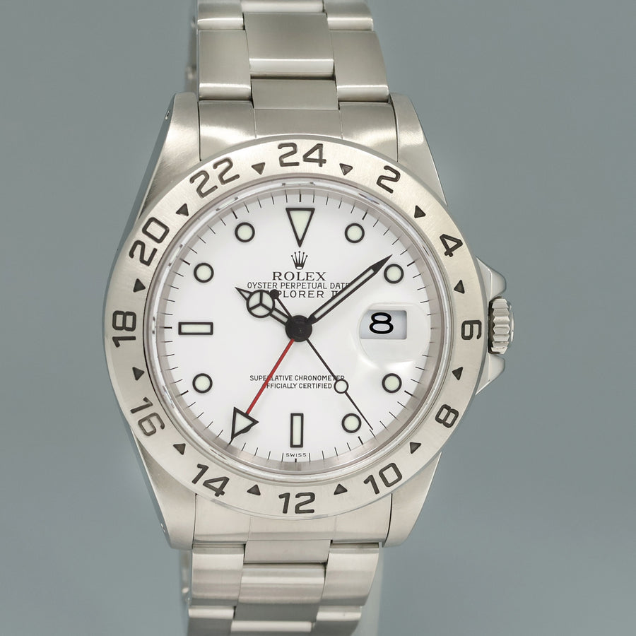 RSC PAPERS 1999 MINT Rolex Explorer II White 16570 40mm Polar Swiss Only Watch Box