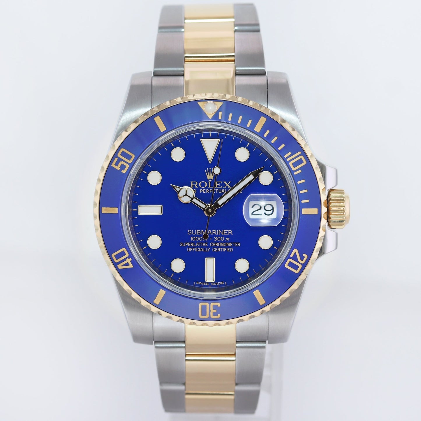 MINT PAPERS Rolex Submariner Blue Ceramic 116613 Steel Two Tone Yellow Gold Watch