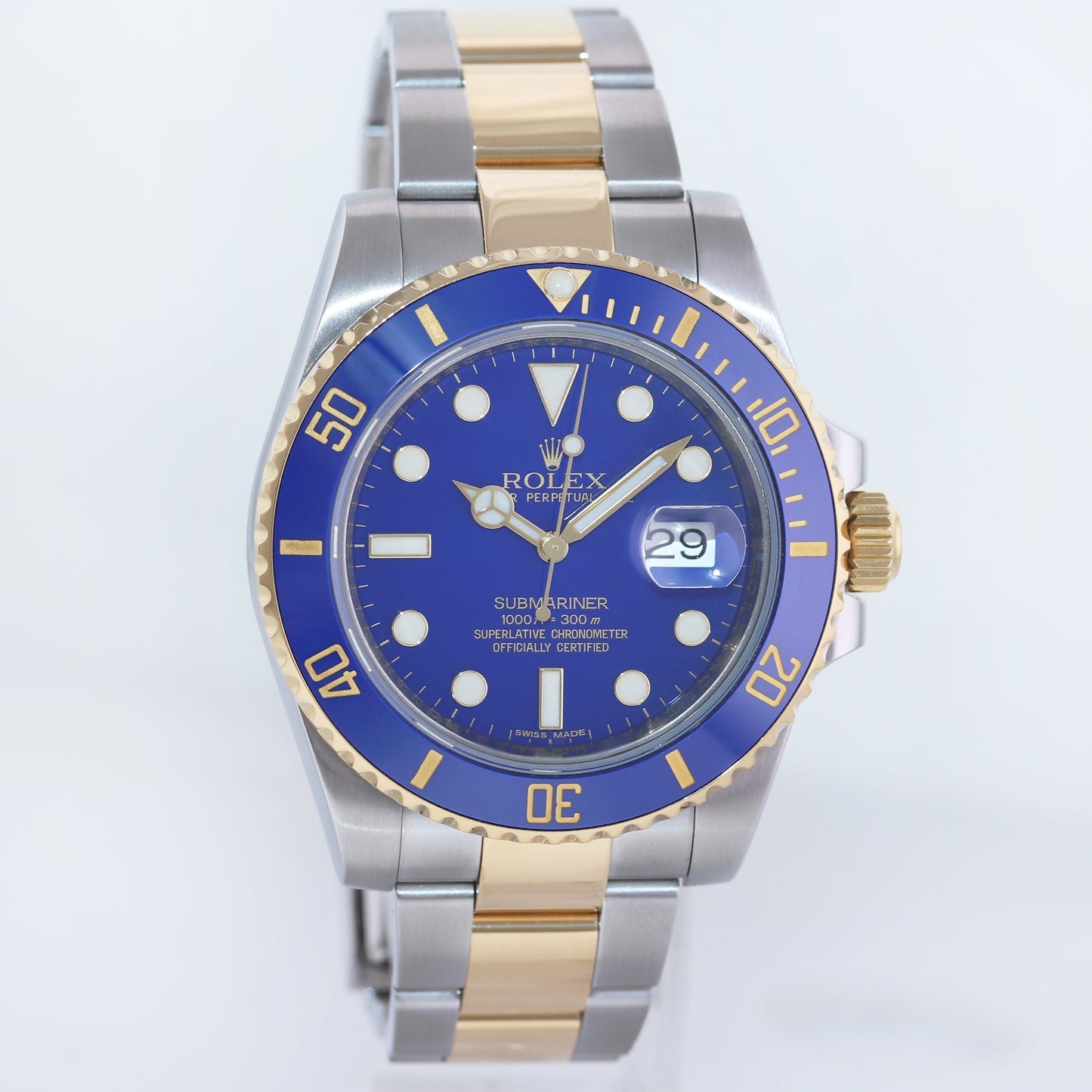MINT PAPERS Rolex Submariner Blue Ceramic 116613 Steel Two Tone Yellow Gold Watch