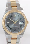 MINT Rolex Datejust II 2 Wimbledon Slate Roman 116333 Two-Tone 41mm Gold Watch Box