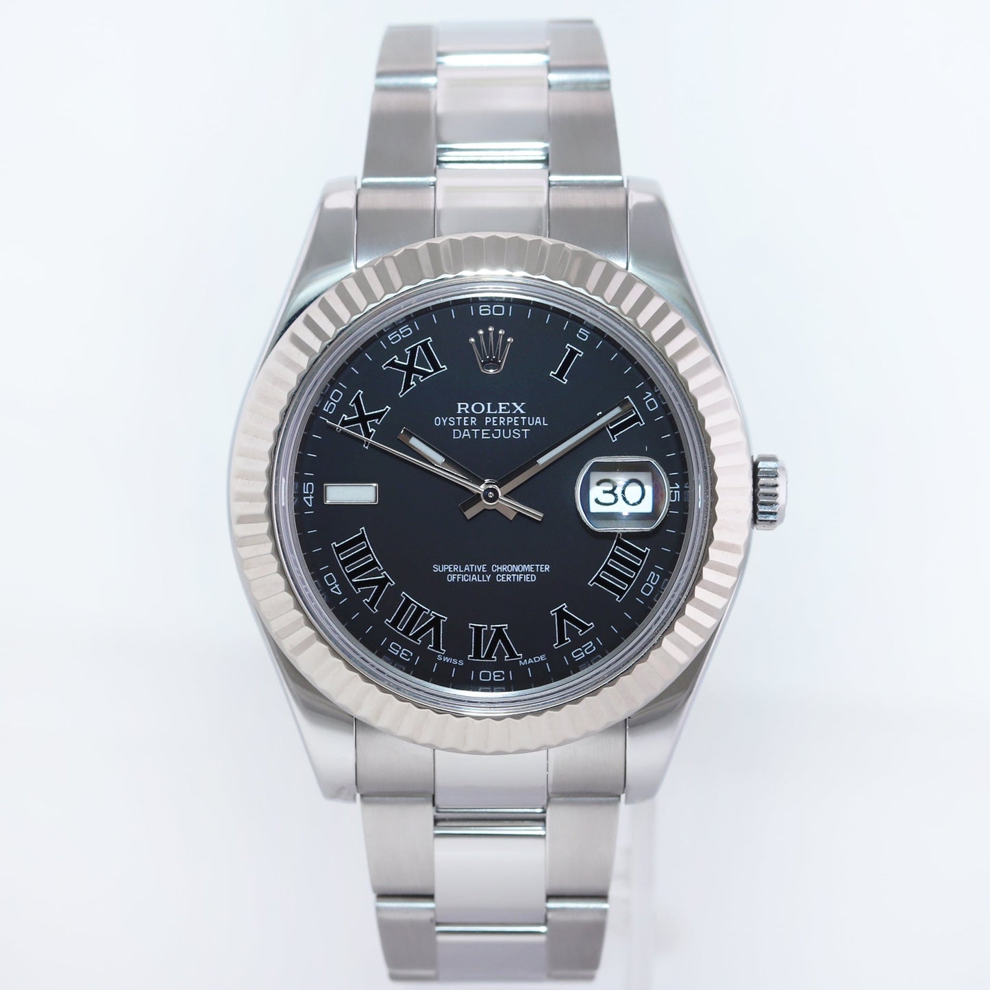 PAPERS MINT Rolex DateJust 2 Wimbledon White Gold Fluted Bezel 116334 Watch Box