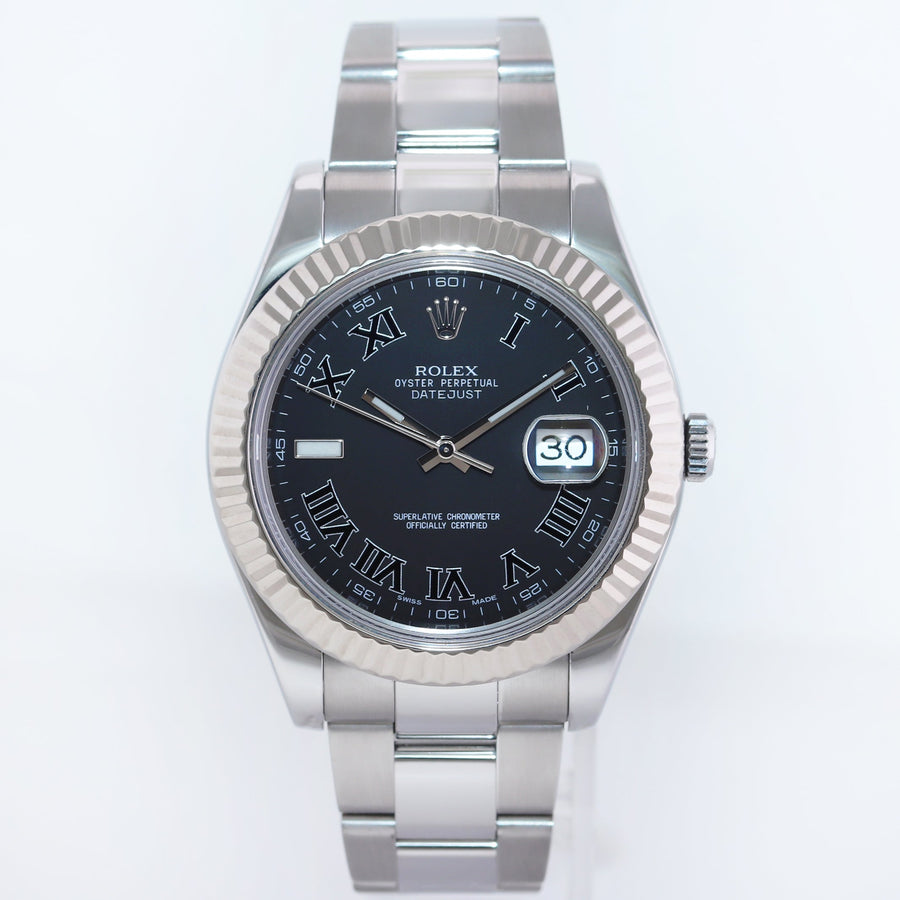 PAPERS MINT Rolex DateJust 2 Wimbledon White Gold Fluted Bezel 116334 Watch Box