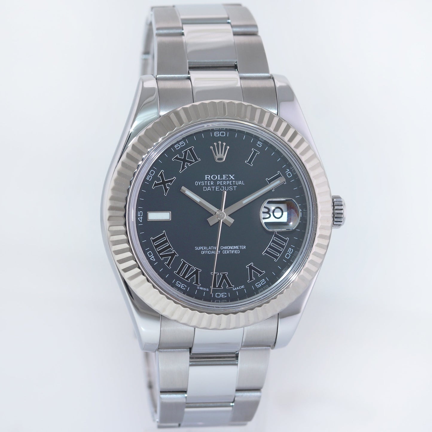 PAPERS MINT Rolex DateJust 2 Wimbledon White Gold Fluted Bezel 116334 Watch Box