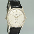 2025 SERVICE MINT Patek Philippe 5196G 37mm white Gold Calatrava Black Leather Watch Box