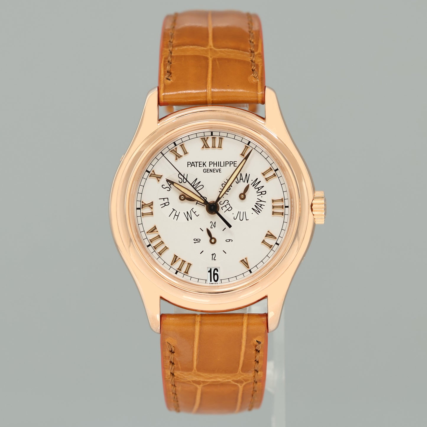 PAPERS MINT Patek Philippe Rose Gold Annual Calendar 5035R White Roman 37mm Watch