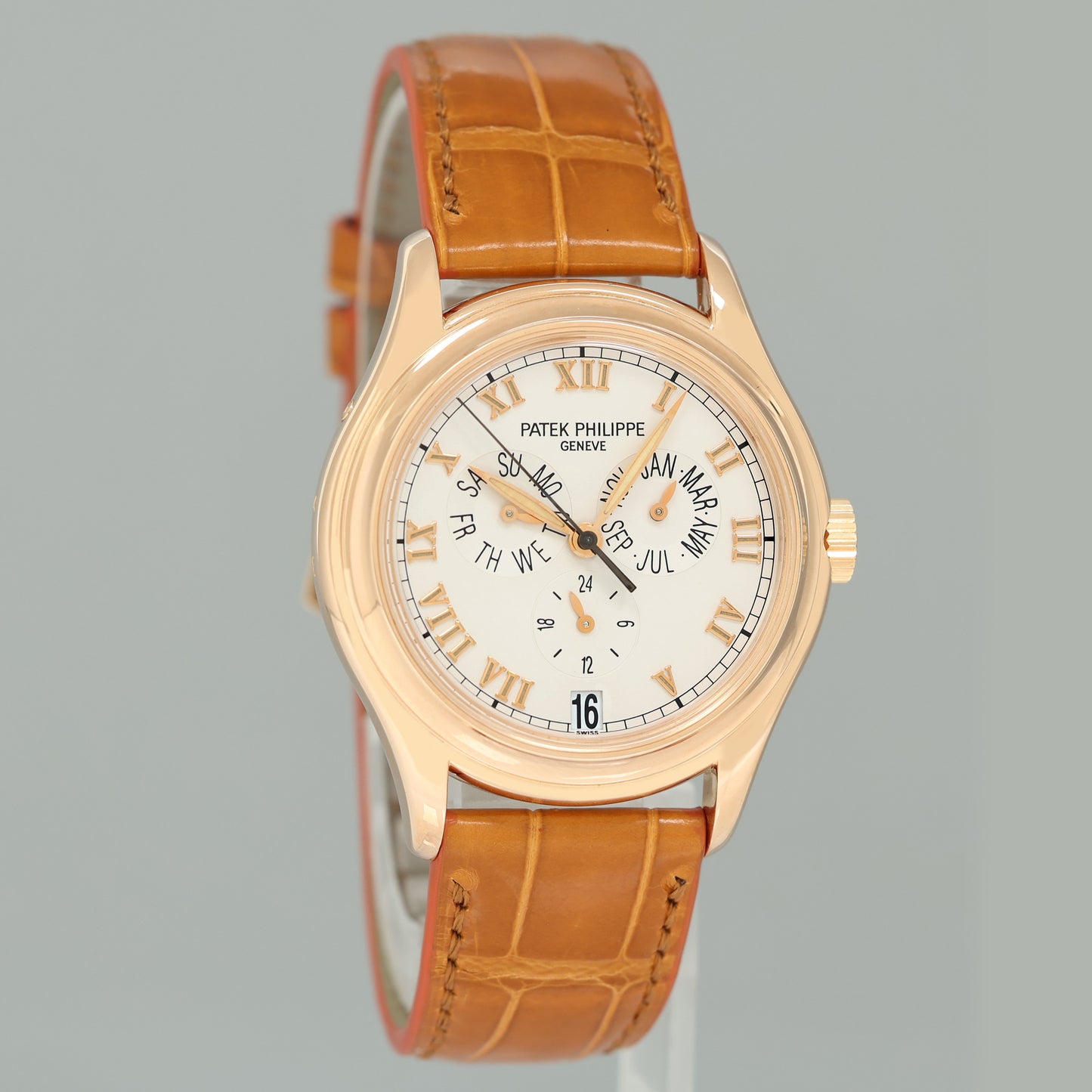PAPERS MINT Patek Philippe Rose Gold Annual Calendar 5035R White Roman 37mm Watch