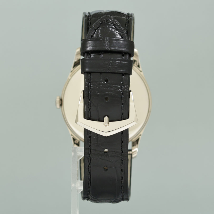 2025 SERVICE MINT Patek Philippe 5196G 37mm white Gold Calatrava Black Leather Watch Box
