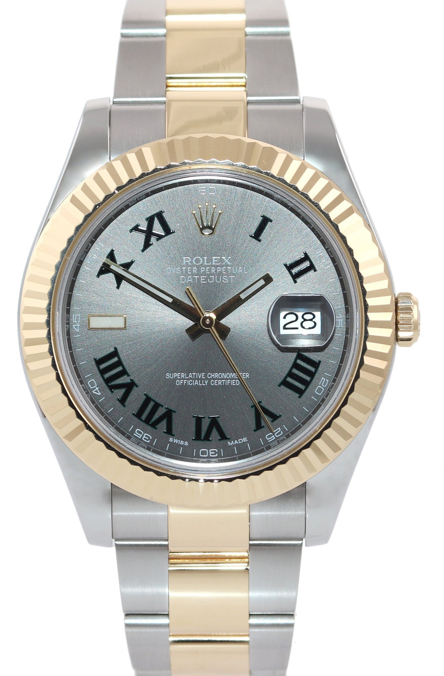 MINT Rolex Datejust II 2 Wimbledon Slate Roman 116333 Two-Tone 41mm Gold Watch Box