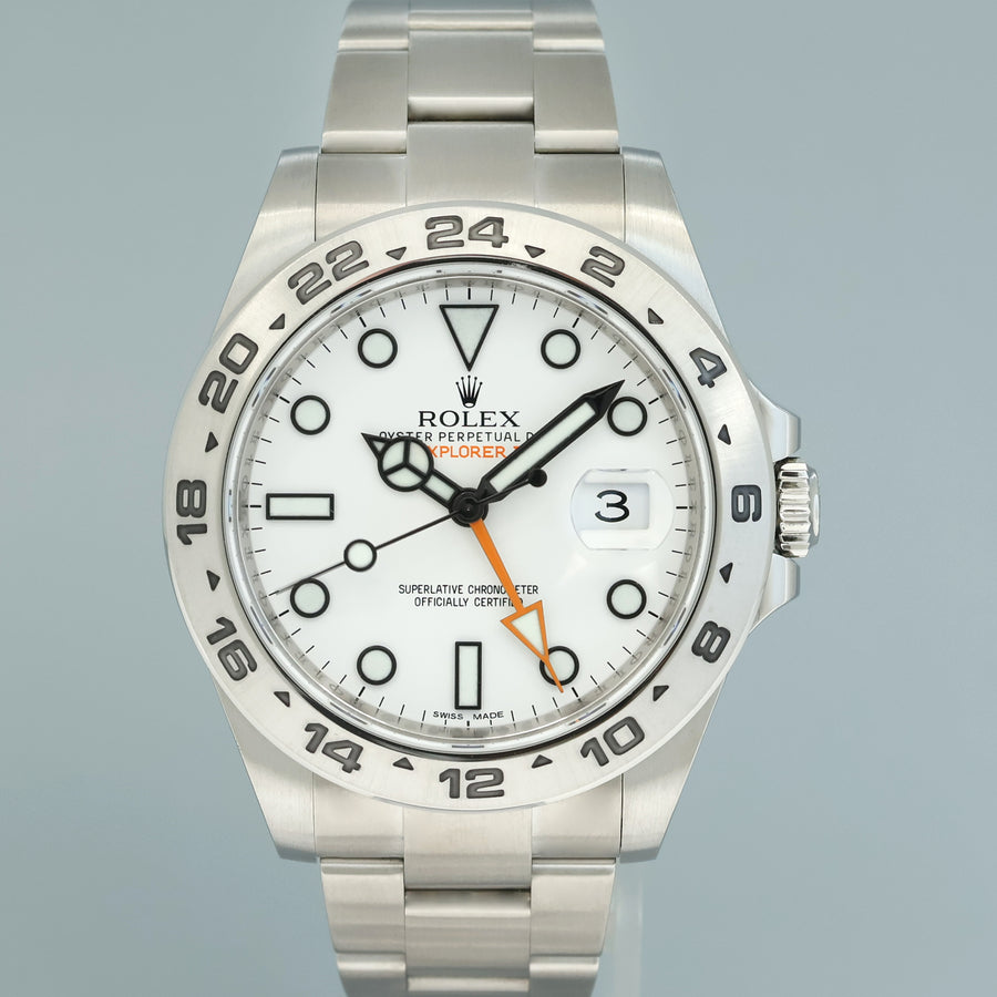 2018 MINT Rolex Explorer II 216570 Polar White Dial Steel 42mm Watch Box