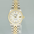 MINT Ladies Rolex 68273 Two Tone 18k Yellow Gold Fluted Steel 31mm Pearl Diamond Watch