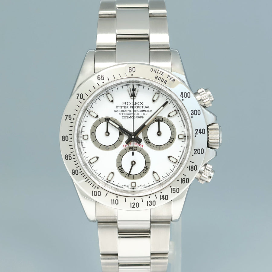 2010 MINT 116520 Rolex Daytona White Dial Chronograph Steel 40mm Watch Box