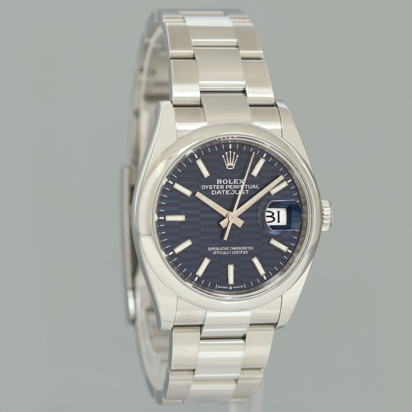 2024 NEW PAPERS Blue Motif Rolex DateJust 36mm 126200 Steel Oyster Band Watch Box