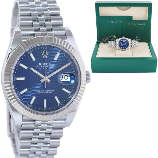 MINT 2023 Rolex DateJust 41 Blue Motif Stick Jubilee Fluted 126334 Watch Box