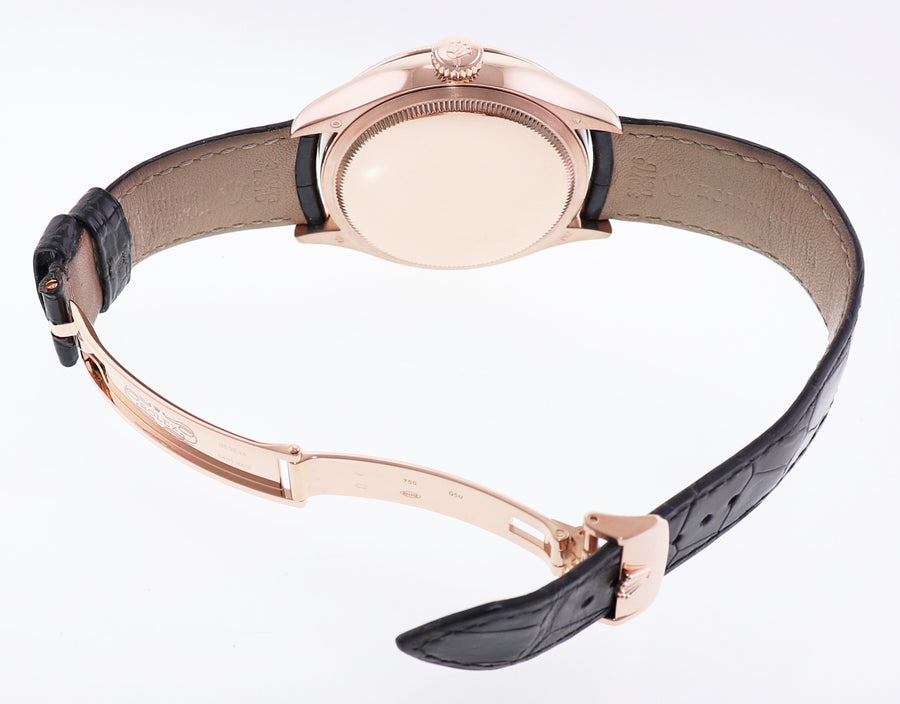 PAPERS Rolex Cellini Moonphase White Dial Rose Gold 39mm Leather 50535 Watch Box