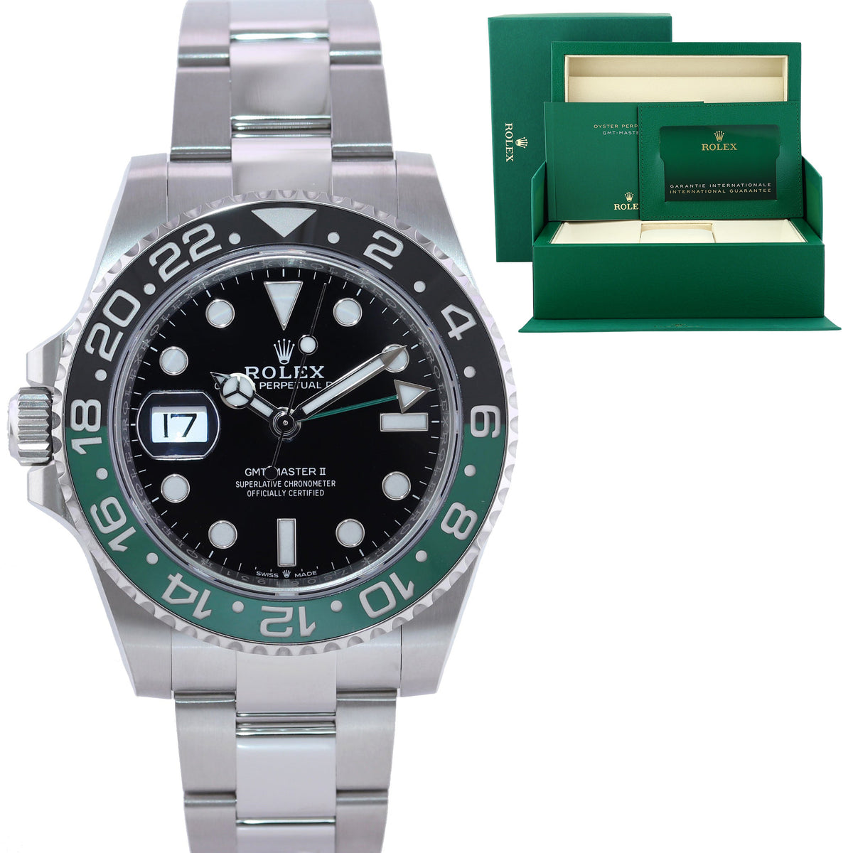 2026 NEW PAPERS Rolex 126720VTNR GMT-Master II Sprite Green Black Oyster Steel Watch