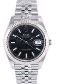 2023 NEW PAPERS Rolex DateJust 41 Black 126334 Steel White Gold Fluted Jubilee Watch