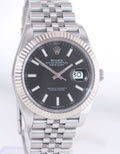 2023 NEW PAPERS Rolex DateJust 41 Black 126334 Steel White Gold Fluted Jubilee Watch