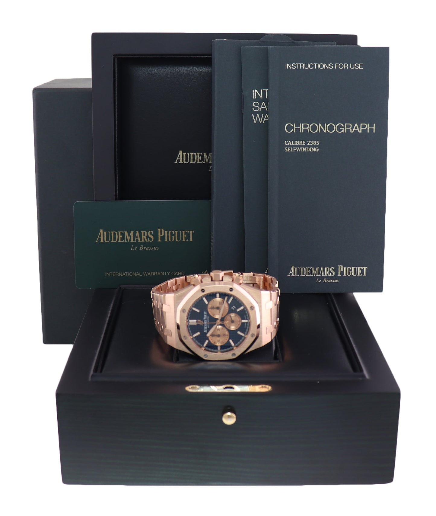 MINT PAPERS Audemars Piguet Royal Oak Blue Dial Chrono Rose Gold 26331 Watch Box