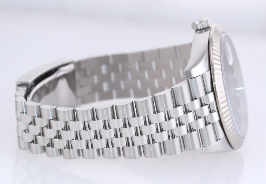 2023 NEW PAPERS Rolex DateJust 41 Black 126334 Steel White Gold Fluted Jubilee Watch