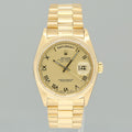 PAPERS MINT Rolex President Day-Date Champagne Roman 18038 Quickset Gold Watch