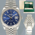MINT 2022 Rolex DateJust 41 Blue Blue Stick Jubilee Fluted 126334 Watch Box
